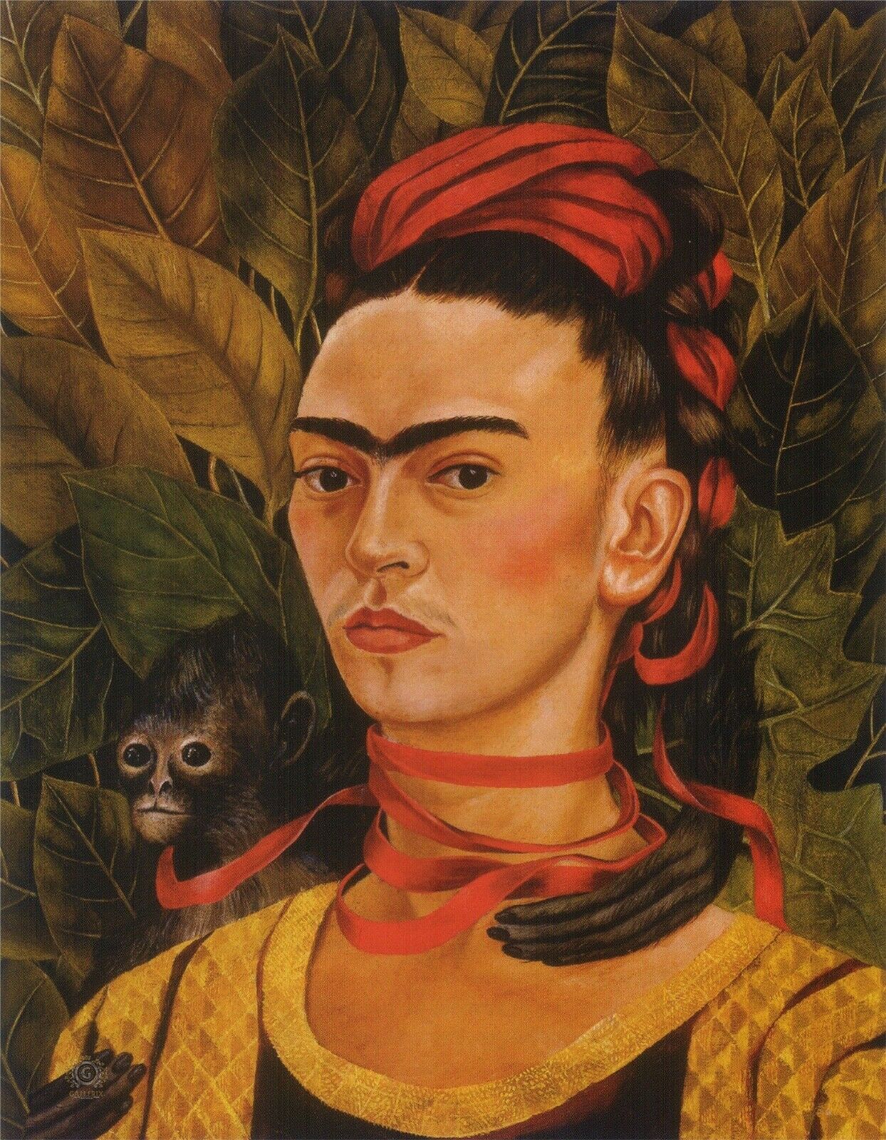 Frida Kahlo Self-Portrait with Monkey (1940) Masterpiece Reproduction