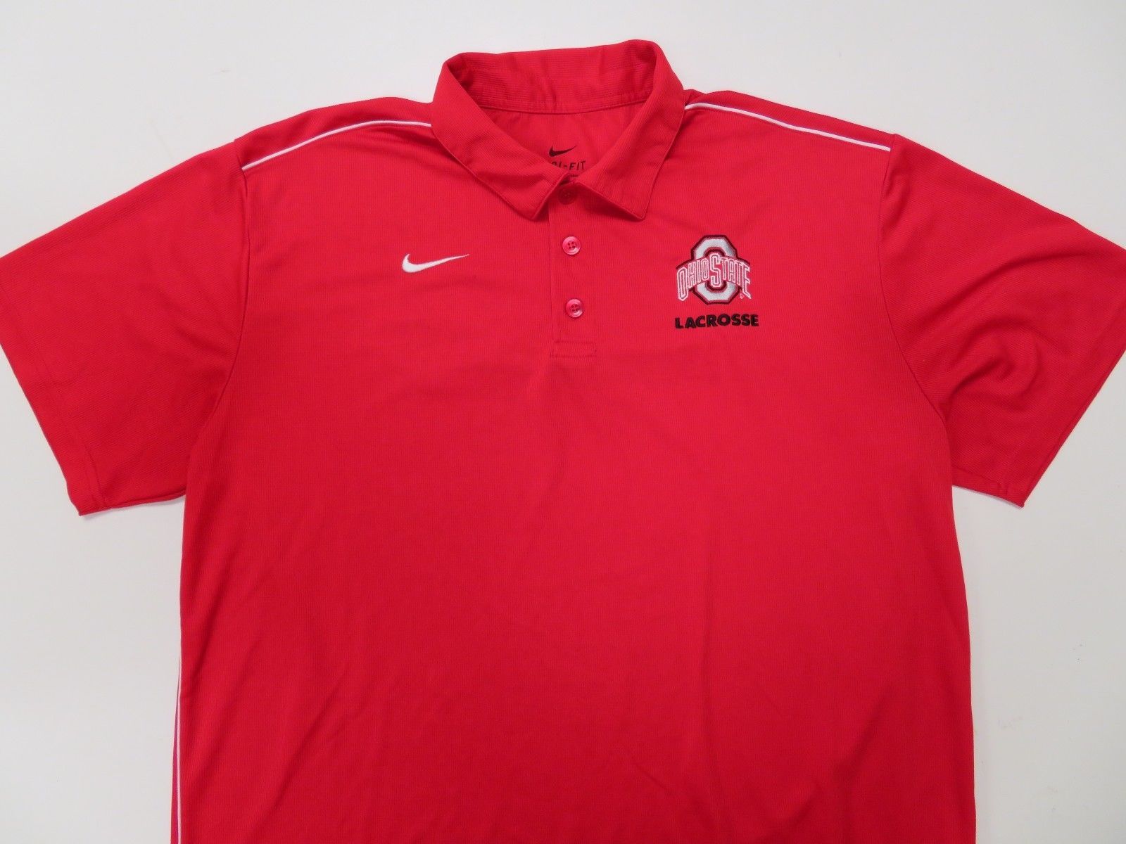 Nike Ohio State Buckeyes Lacrosse Dri-Fit Polo Shirt Mens XL Red Short ...