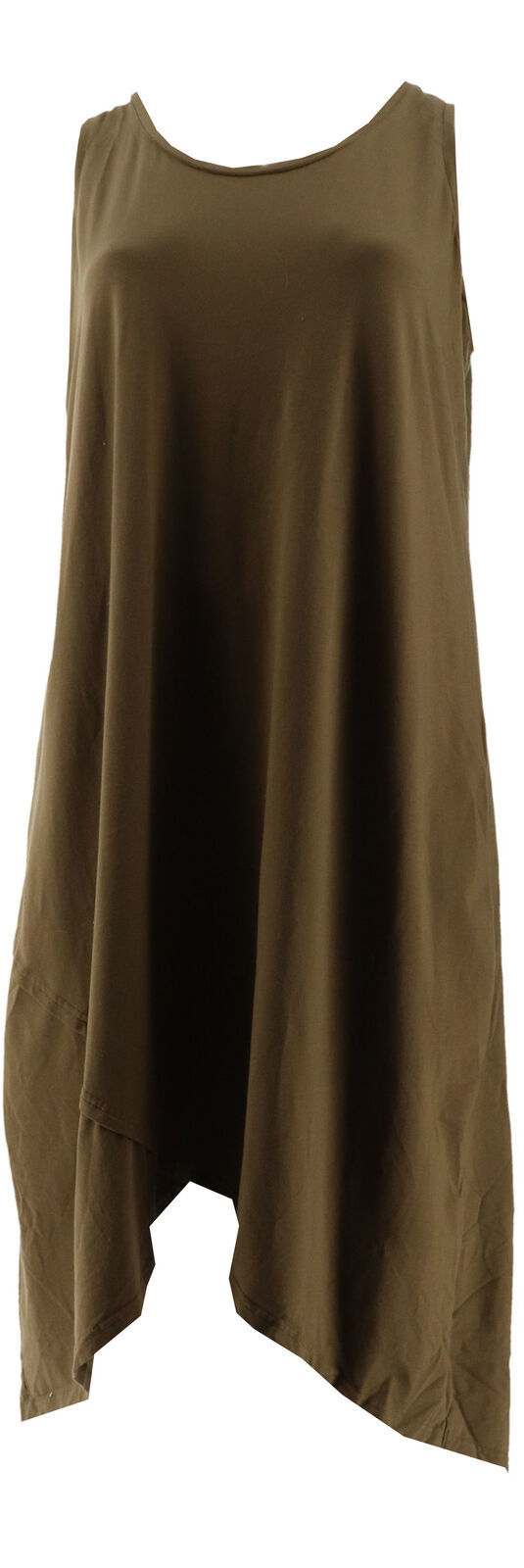 Isaac Mizrahi Petite Hi-Low Tulip Hem Knit Dress Desert Green PS NEW A301946