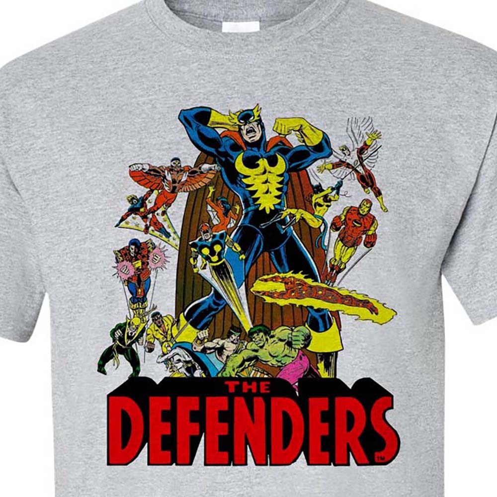 THE DEFENDERS t shirt retro Marvel Nighthawk Iron Fist Captain Marvel ...