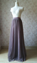 High Waisted Floor Length Tulle Skirt Brown Plus Size Wedding Tulle Skirt image 3