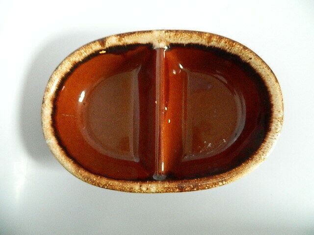 Vintage Hull Pottery Brown Drip Divided Serving Dish 10.75" USA - $19.99