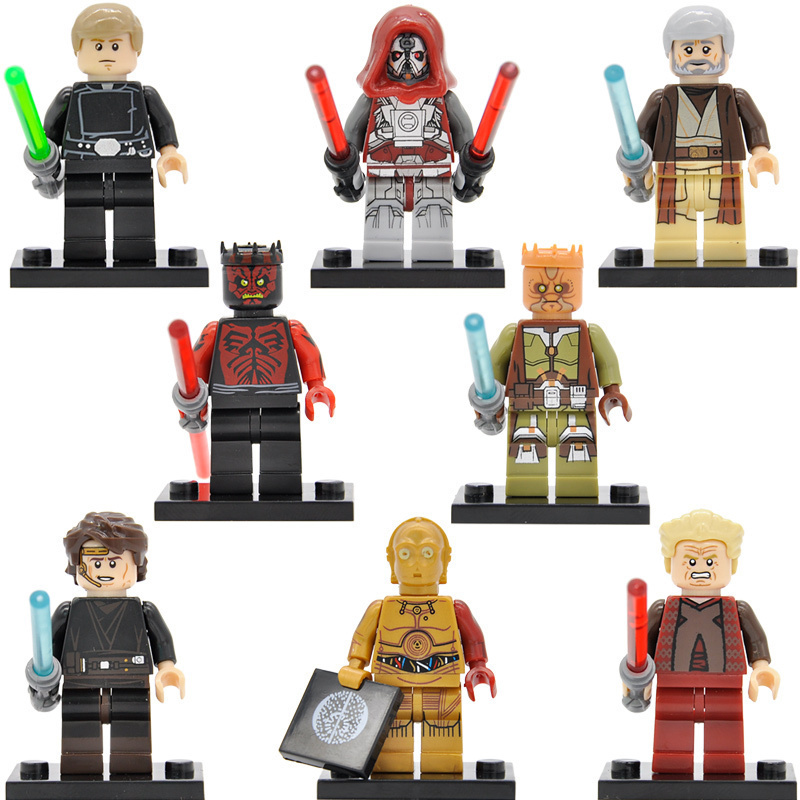 8pcs/set Star Wars Darth Maul Kao Cen Darach Jedi Knight C-3PO Lego ...