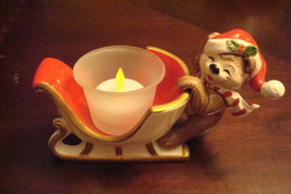 Fitz and Floyd Sleigh Candle Holder, BEAR, CHRISTMAS CANDY DISH ridding ... - $29.45