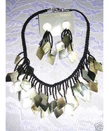 GRADUATING DANGLES with MOTHER OF PEARL GEO SHAPES NECKLACE &amp; EARRINGS SET - $45.00