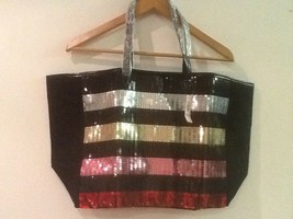 Victoria's Secret NWT Tote Bag Bling Sequin Gold Pink Black 2017 Limited Edition - $34.95