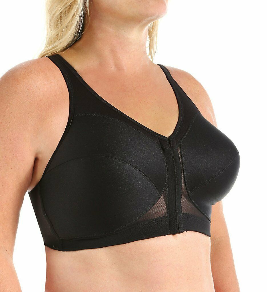 Glamorise BLACK Magic Lift Posture Back Support WireFree Bra, US 44D