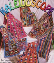 Kaleidoscope scrap afghan crochet patterns, 6 colorful designs - $14.86