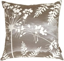 Pillow Decor - Gray with White Spring Flower & Ferns Pillow 20x20 KB1-0007-01-20 - $29.95