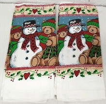 Set Of 2 Same Kitchen Cotton Towels,15&quot;x25&quot;,WINTER,CHRISTMAS,SANTA &amp; TED... - $10.88