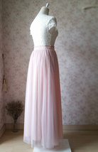 BLUSH High Waist Full Tulle Maxi Skirt Blush Wedding Maxi Tulle Skirt Plus Size image 5