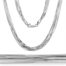 Women's Unique 925 Silver 14k WG Snake Link Multi Chain Necklace & Bracelet - $43.06