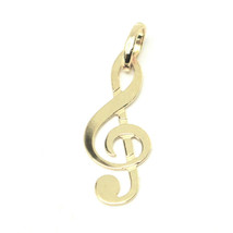 18K YELLOW GOLD FLAT 20mm 0.9" TREBLE CLEF MUSICAL NOTE PENDANT, VIOLIN CHARM image 2