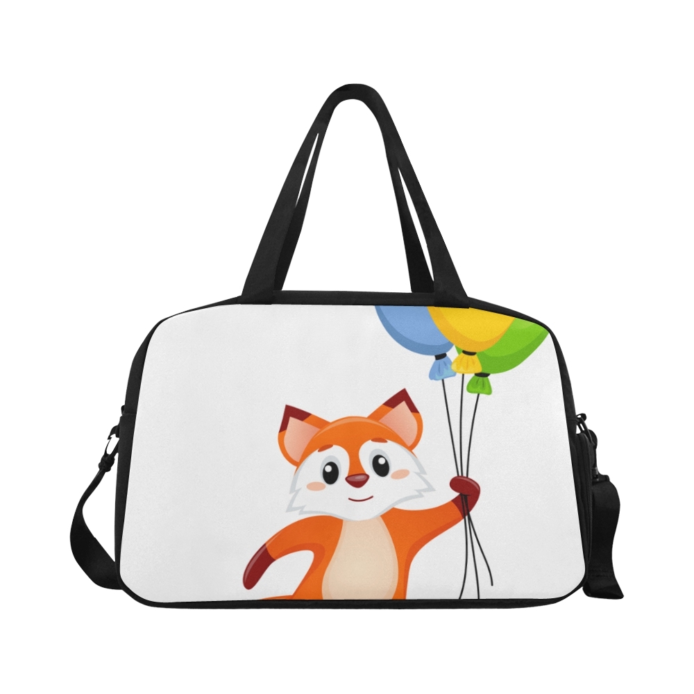 Cute Happy Fox With Funny Ballon Yoga Gym Totes Fitness Handbags - Gym Bags