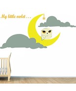 (55&#39;&#39; x 26&#39;&#39;) Vinyl Wall Kids Decal Little Owlet and Crescent Moon, Clou... - $55.10