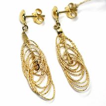 18K YELLOW GOLD PENDANT EARRINGS, MULTIPLE WORKED OVALS, SPIRAL 4cm, 1,6 INCHES image 4