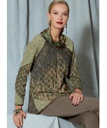 V1521 Vogue Sewing Patterns Misses&#39; Cowl-Neck, Front-Fringe Long Sleeve ... - $22.43