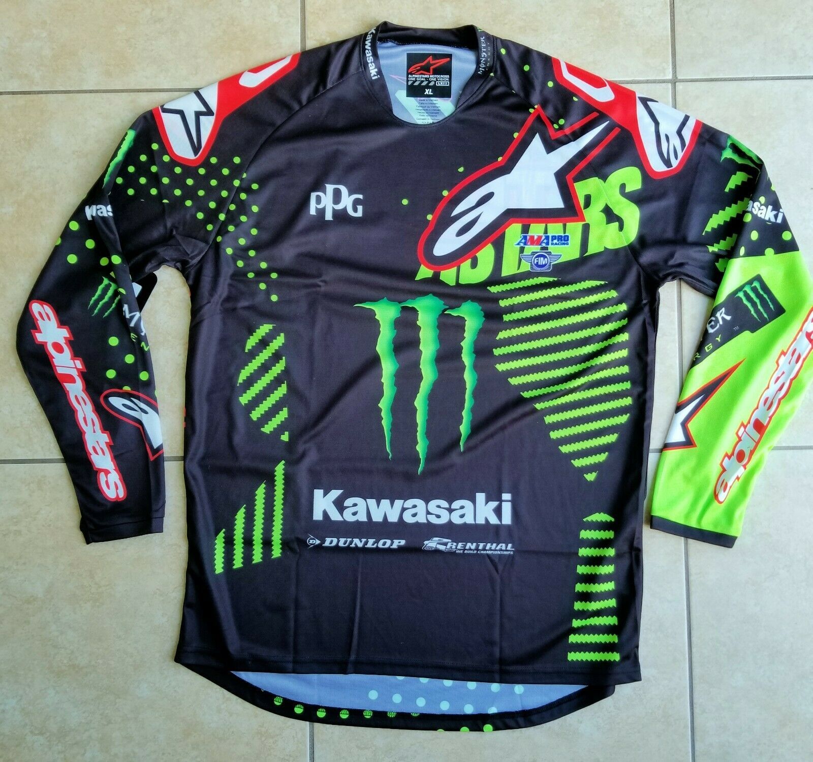 MONSTER ENERGY DL TOMAC 3 AlpineStars Motocross LS Jersey XL NEW