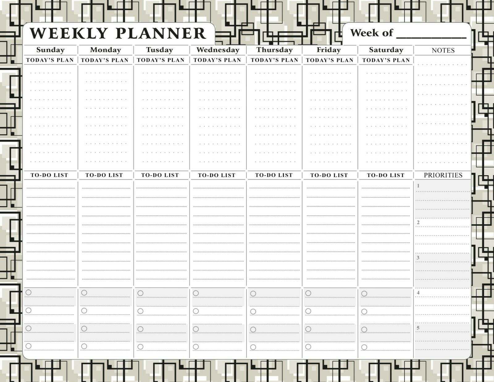 Magnetic Weekly Calendar - 52 Undated Sheets - Notepad Desk Pad - (Edition #008)