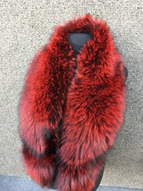 Silver Fox Fur Collar 55' (140cm) Saga Furs Boa Royal Stole Red Color image 4