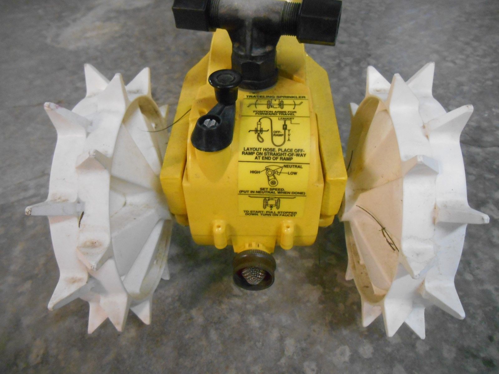 Old Vintage Nelson Traveling Lawn Sprinkler Tractor Yellow Gardening