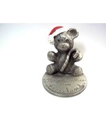 Merry Christmas from Graceland Teddy santa hat pewter and enamel figurine - $7.97