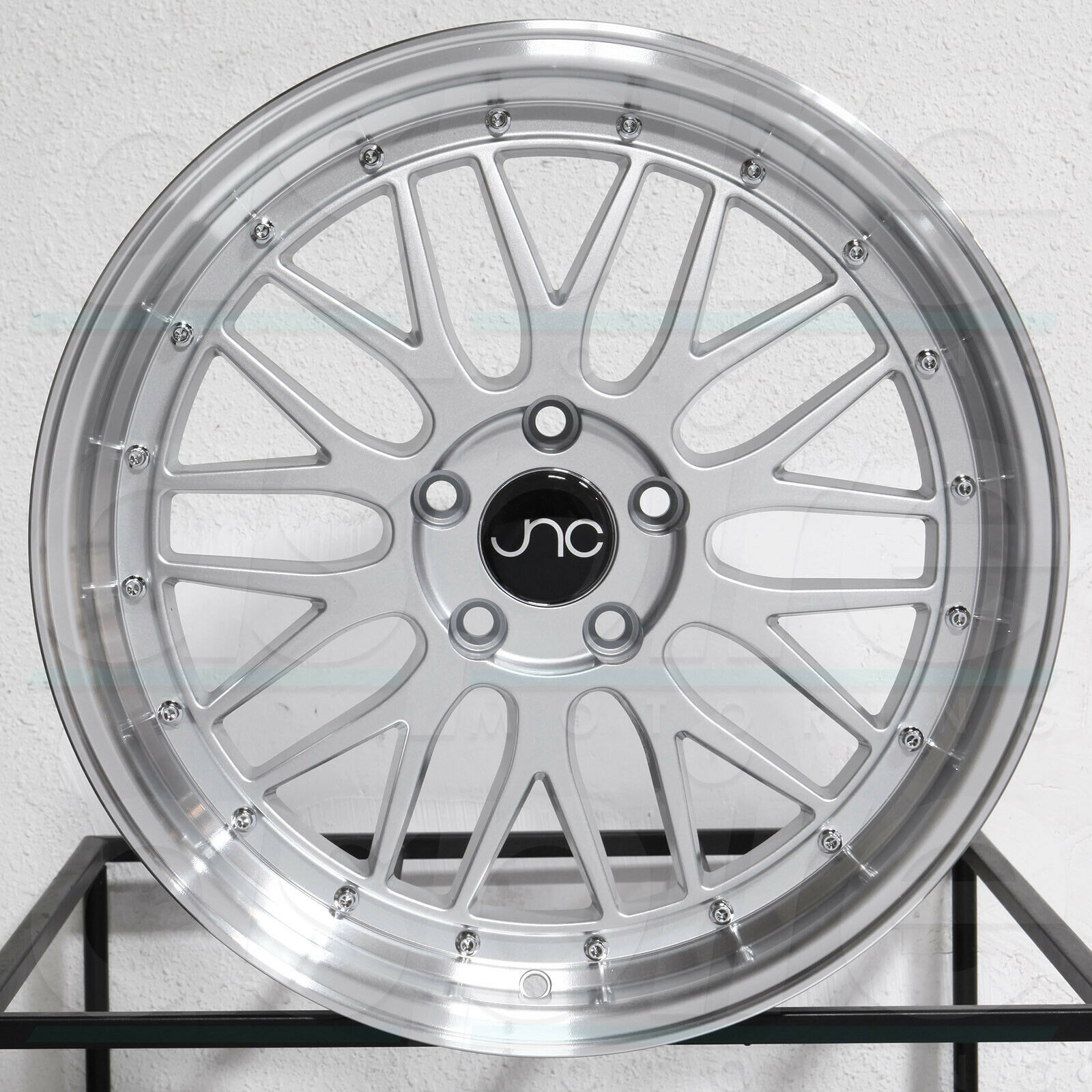 20x8.5 JNC 005 5x112 30 Silver Machine Lip Wheels Rims Set(4) - Wheels