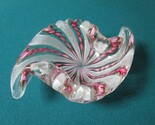 CRYSTAL VENETIAN VANITY DISH / ASHTRAY  7 X 5" WAVED ROPED PINK WHITE GORGEOUS  