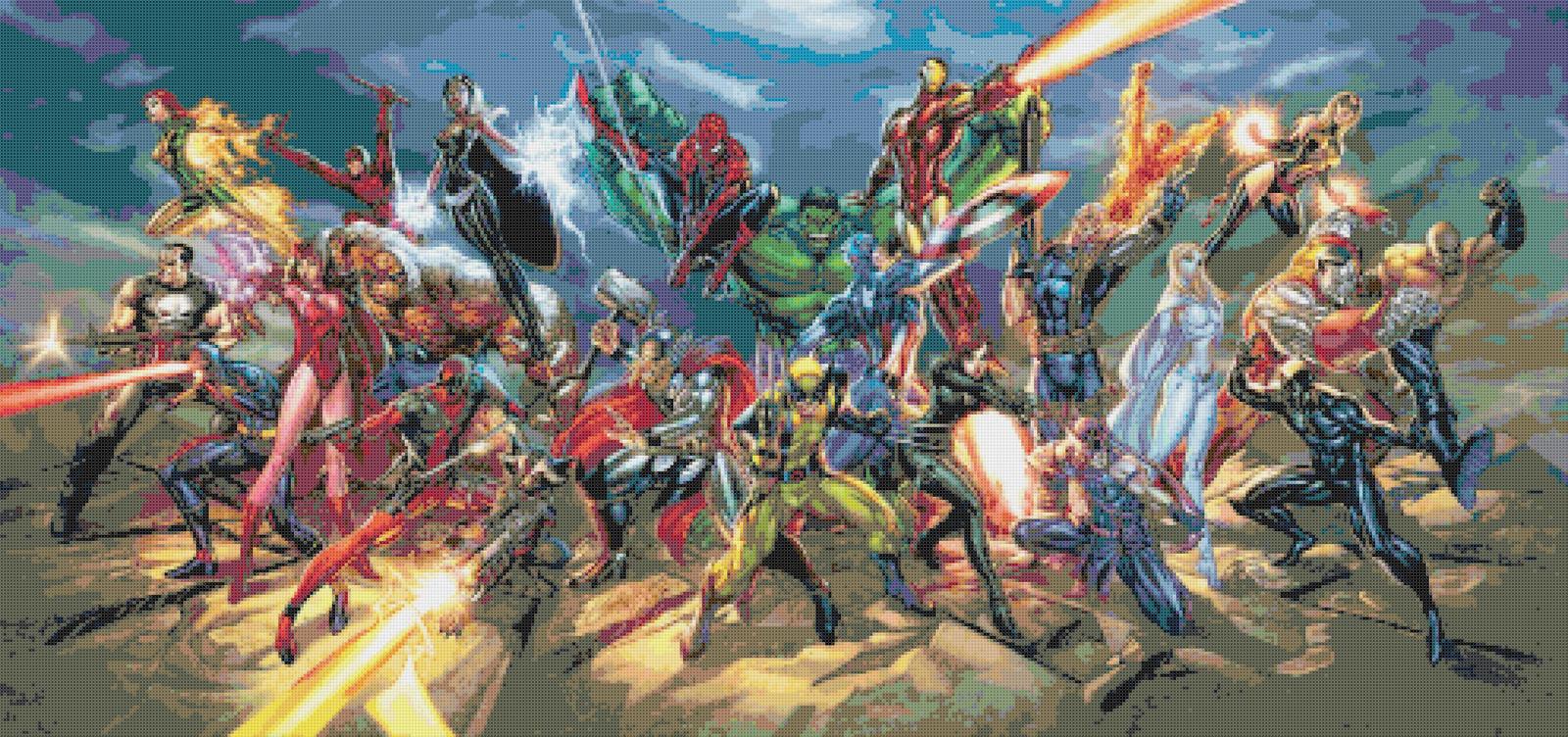 Counted Cross stitch pattern Marvel all characters 496*233 stitches BN815