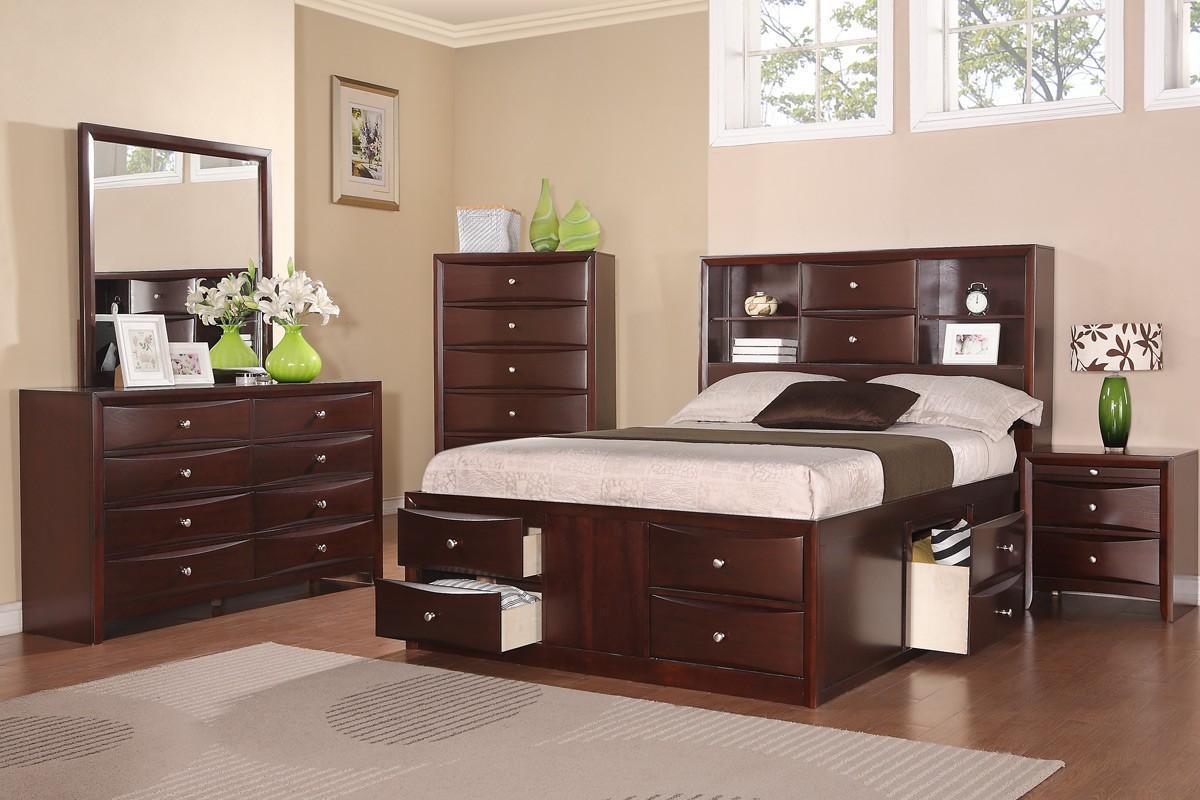 Poundex F9234CK Espresso Cal King Bed Room Set - Bedroom Sets