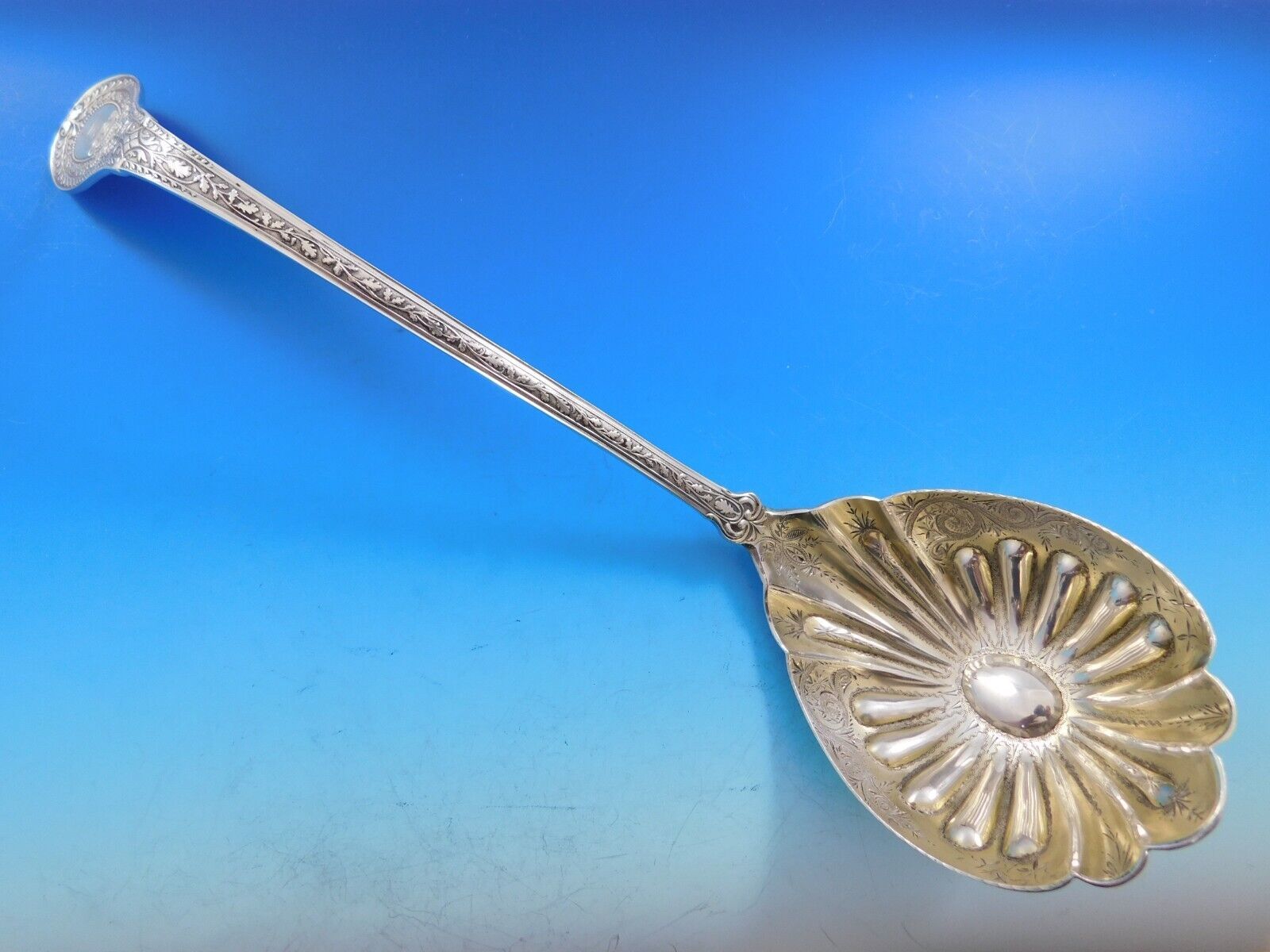 Primary image for Gypsy by Shiebler Sterling Silver Soup Ladle Bright-Cut Fancy Bowl Orig 13 1/2"