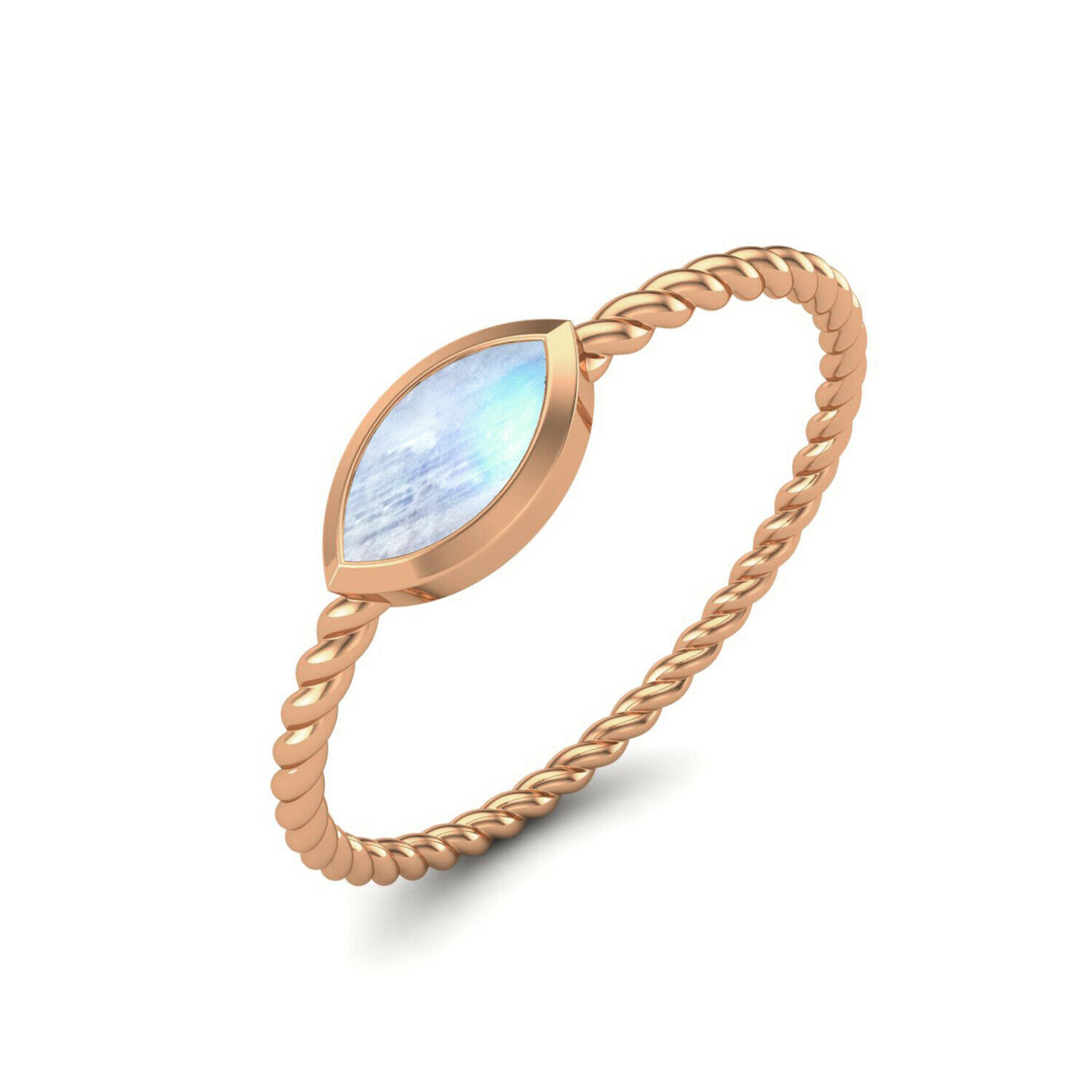 0.30 Ctw Marquise Moonstone 9K Rose Gold Stackable Ring