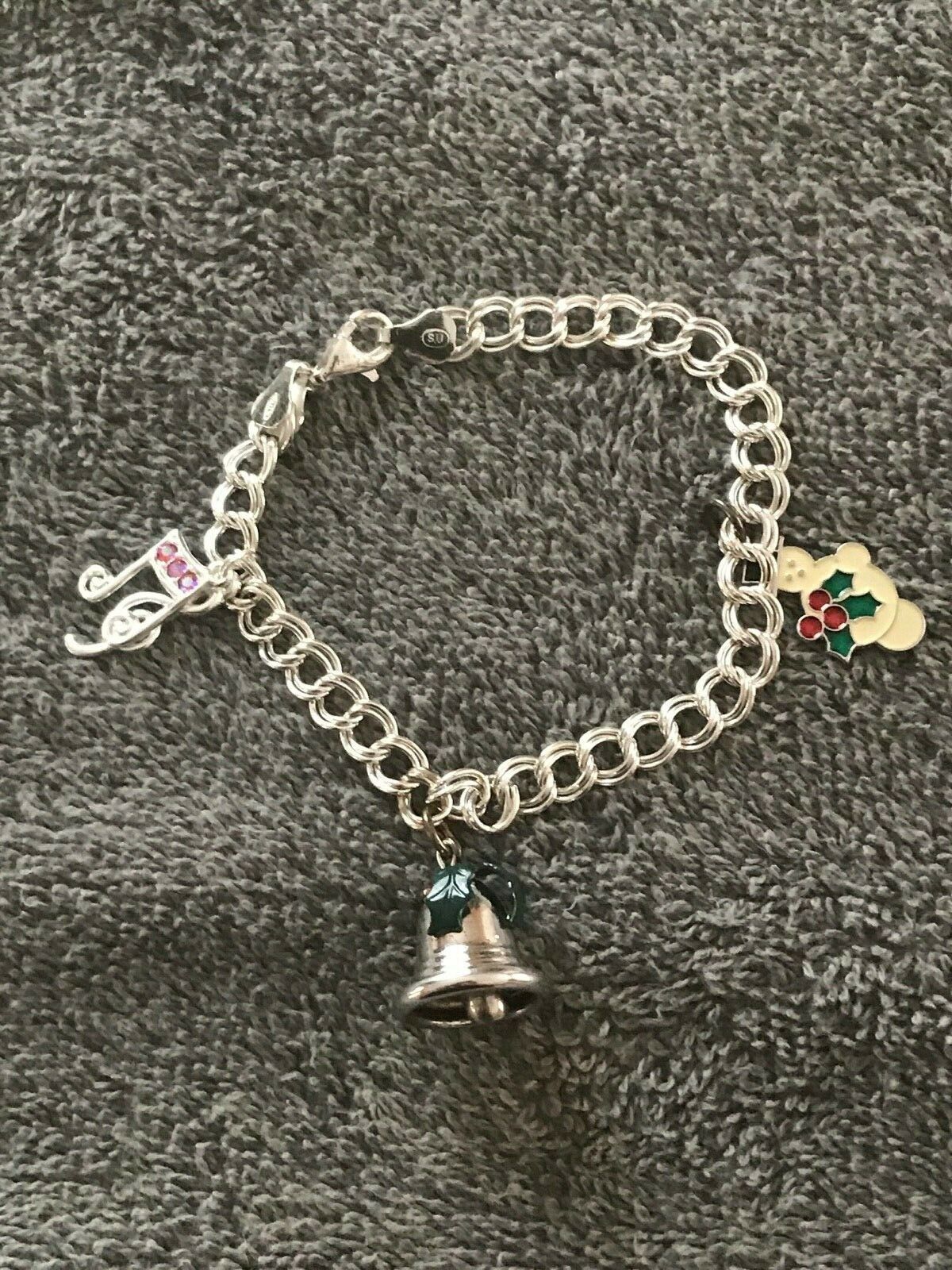 STERLING SILVER CHARM BRACELET Marked .925 Italy Fine Charms & Charm