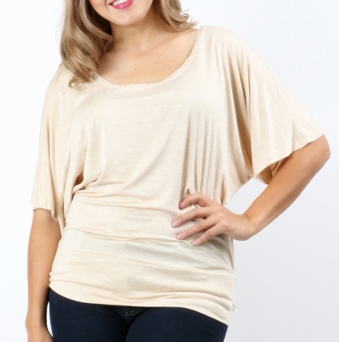 Plus Size Dolman Sleeve Tops, Plus Size Tops, Plus Size Tops, Beige, 3X