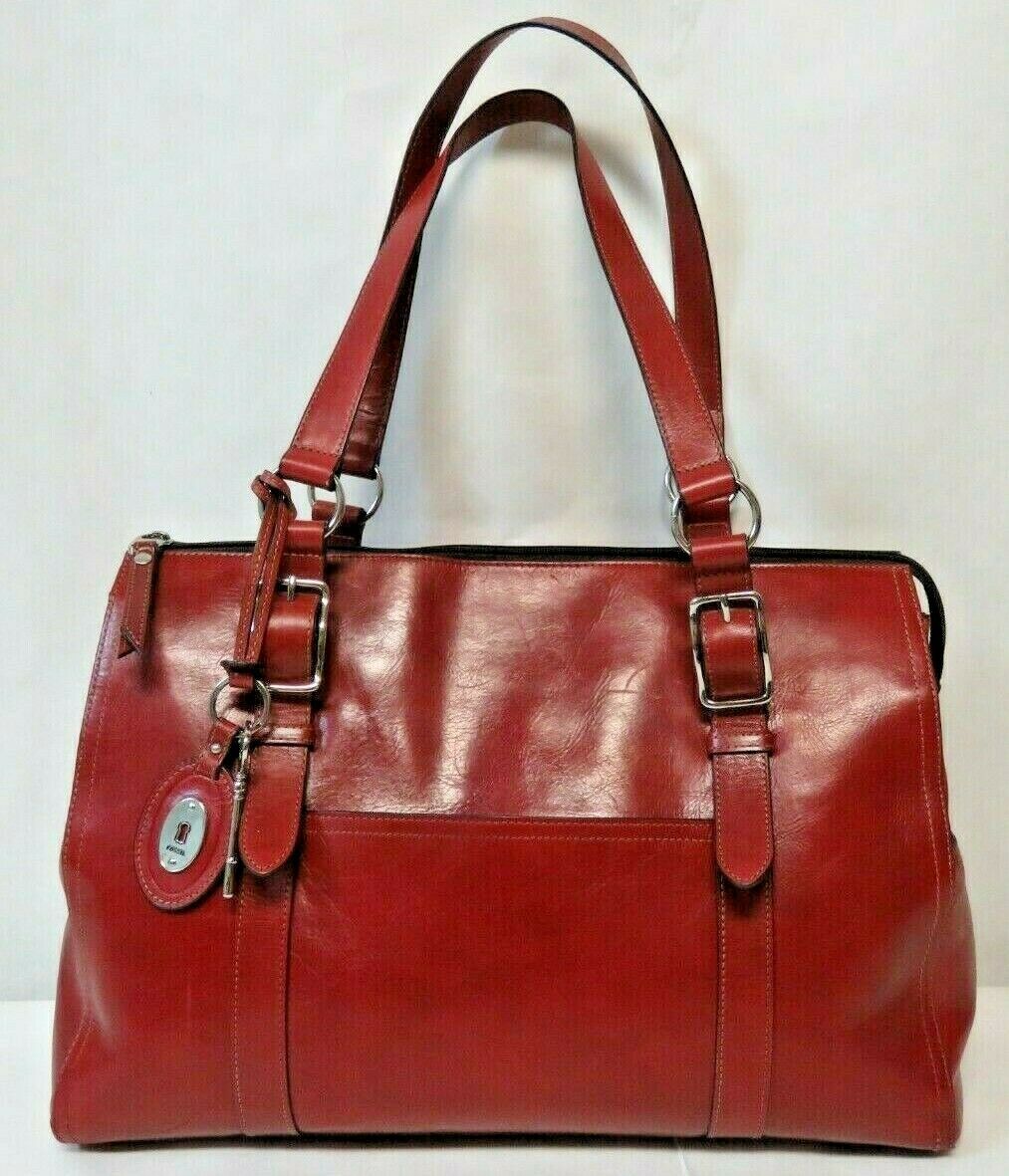 Fossil Long Live Vintage 1954 Berry Leather Shoulder Bag Satchel Zip ...