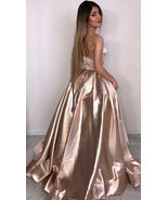 Strapless Champagne Long Prom Dresses Evening Gowns - $99.00