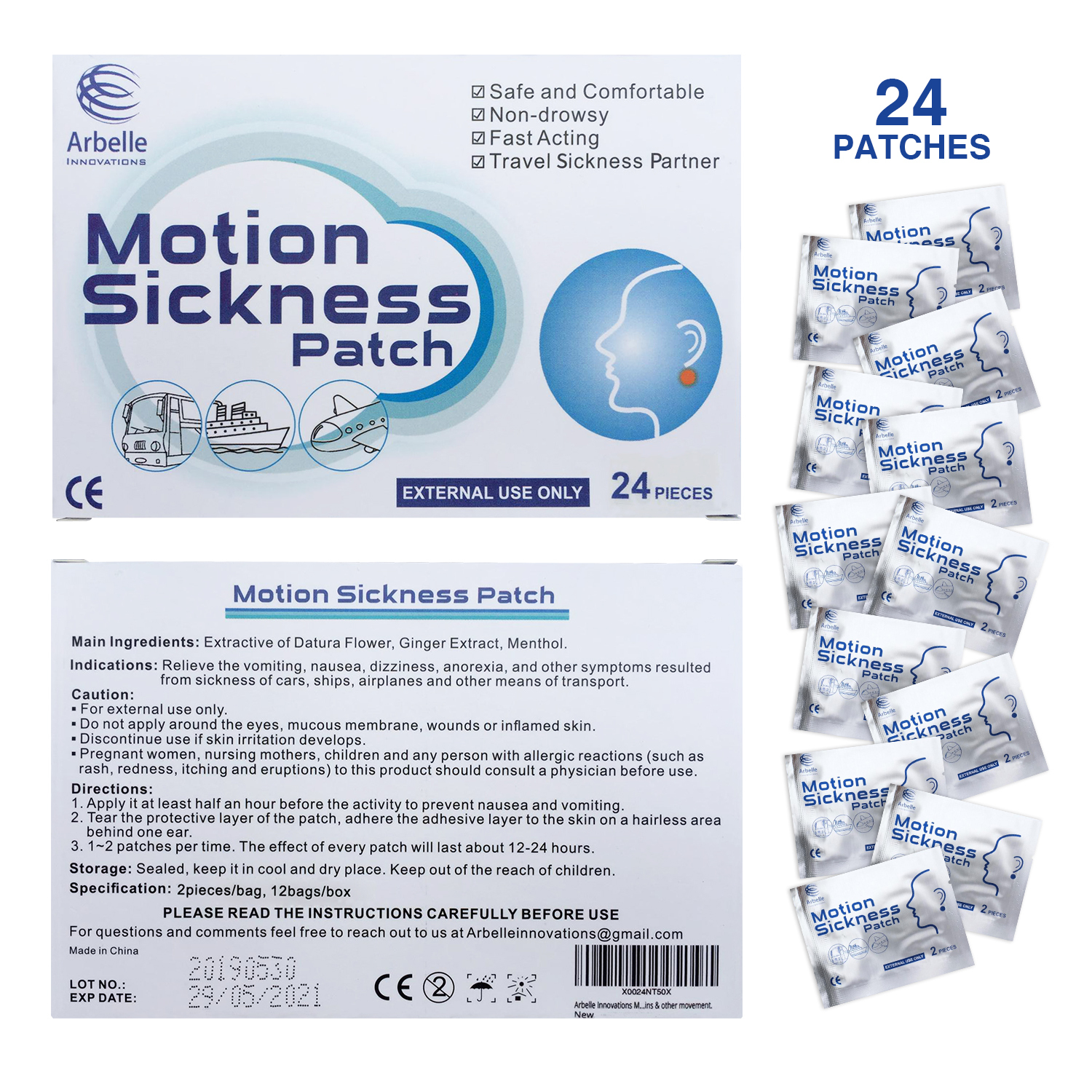 Motion Sickness Patch 24 Pack Works to Relieve Vomiting, Nausea