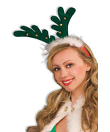 DELUXE GREEN ANTLERS ON HEADBAND w/BELLS HOLIDAY COSTUME ACCESSORY FUN@X... - $8.88