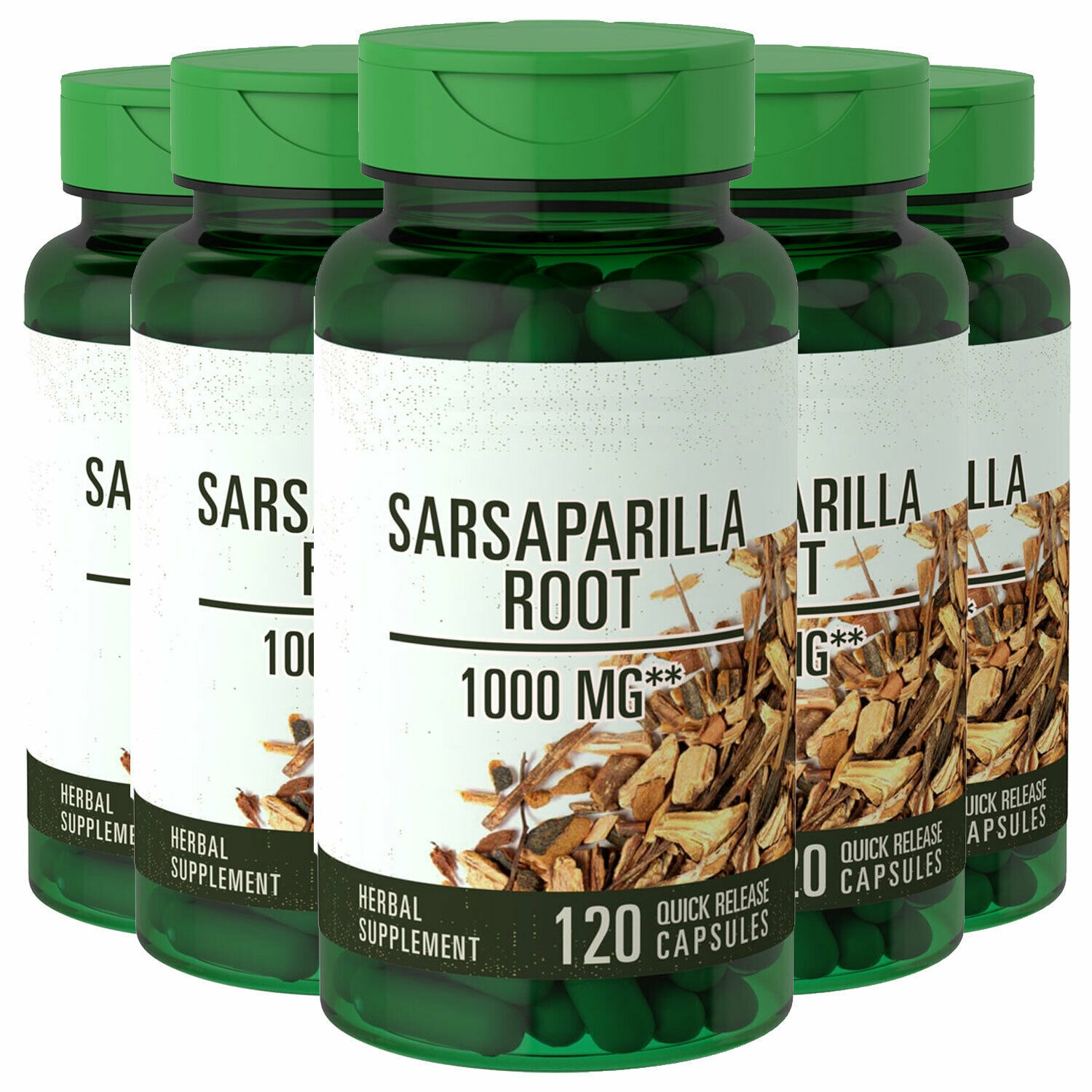 Sarsaparilla Root 1000mg 5X120 Caps Non-GMO Smilax officinalis Gluten Free