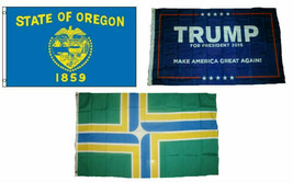 3x5 Trump #1 & State of Oregon & City of Portland Wholesale Set Flag 3'x5' - $14.88