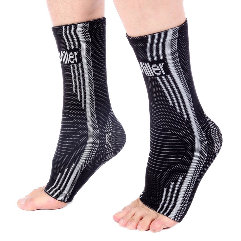 Doc Miller Ankle Brace Compression - Support Sleeve 1 Pair for Injury (Gray, L)