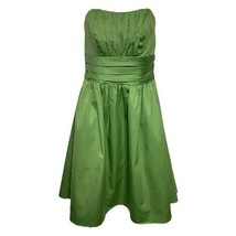 David&#39;s Bridal Clover Green Strapless (straps included) Ruched Dress Siz... - $59.99