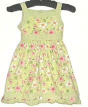 GIRLS GREEN FLOWERS AND STRIPS DRESS SIZE S - $3.00