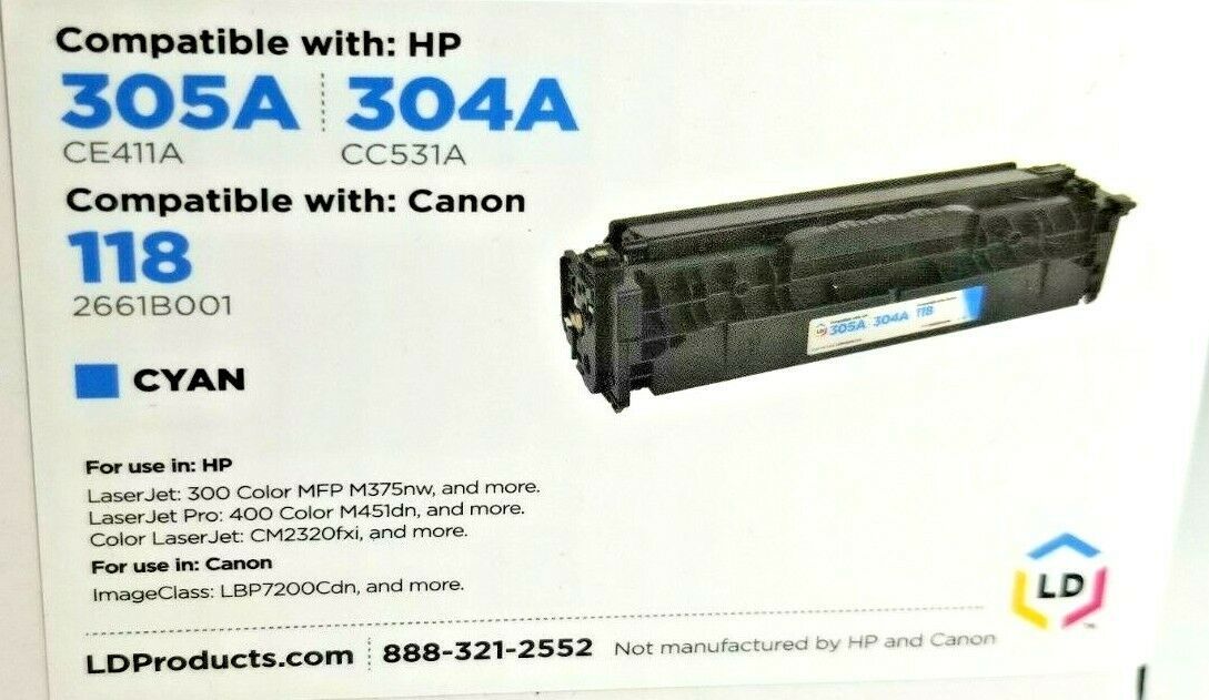 LD Toner Cartridge HP304A/305A CE411A, CC5631A CYAN