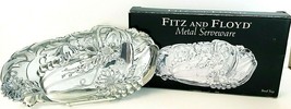 Fitz & Floyd Serve ware Bread Tray With COA Metal 12" x 6" Floral Motif IOB - $15.88