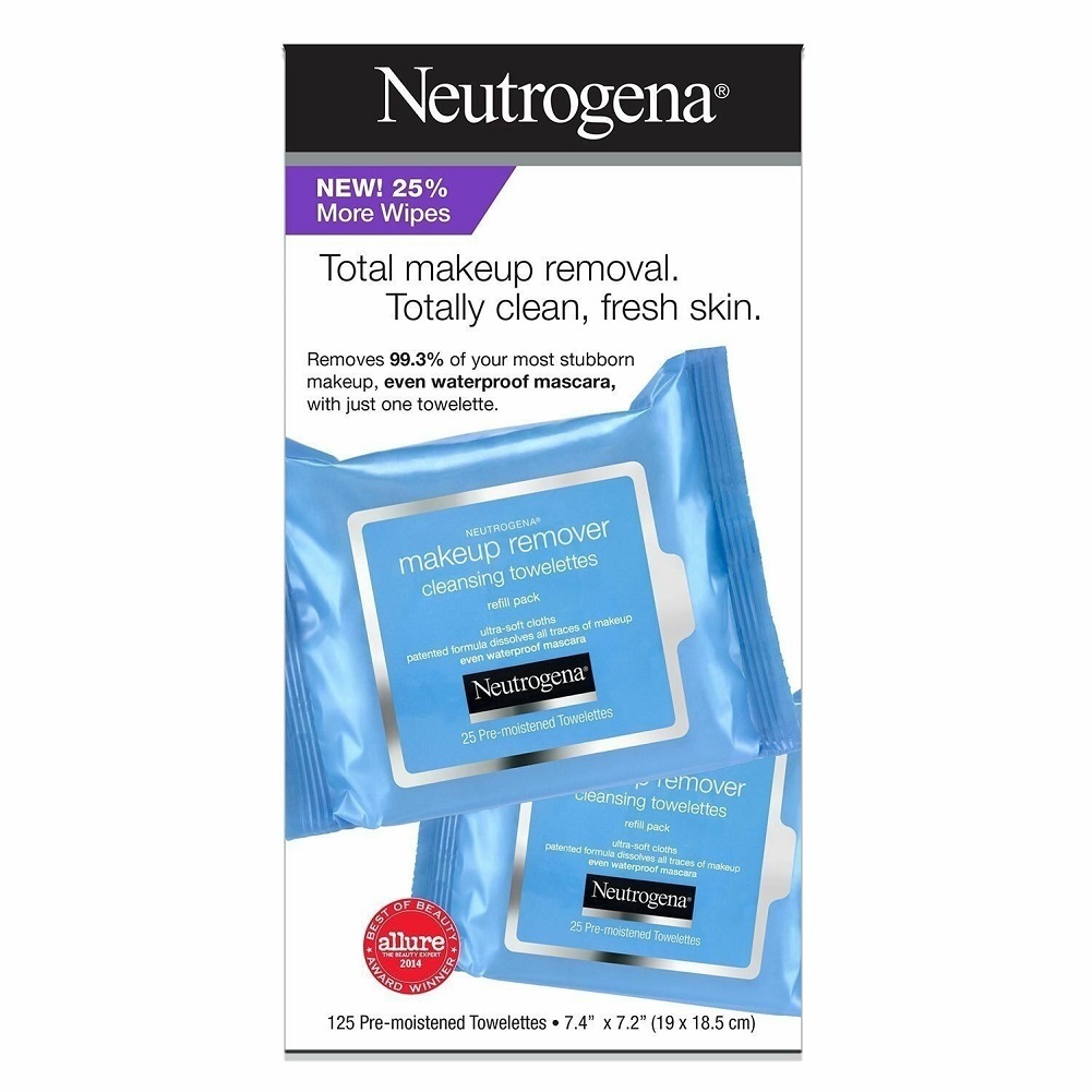 Neutrogena Makeup Remover Cleansing Towelettes, Refill Pack, 25 Count (2 Pack)