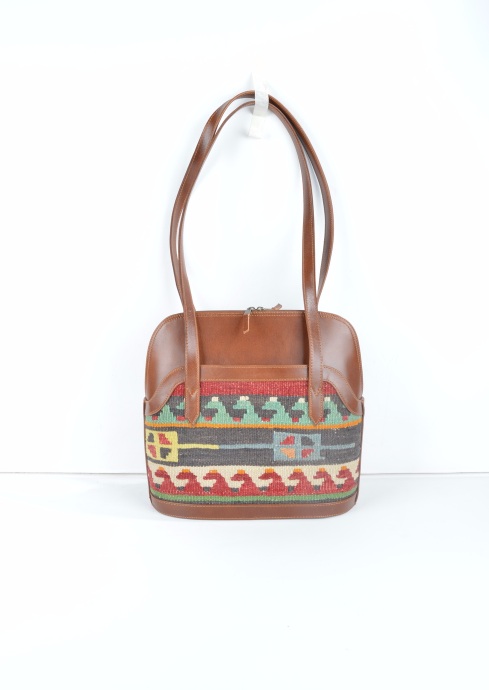  Leather Handbag, Shoulder Bag handbag ,leather and kilim bags,vintage bags . - $199.00