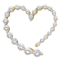 14k Yellow Gold Round Diamond Graduated Heart Journey Fashion Pendant 1/2 Ctw - $439.00