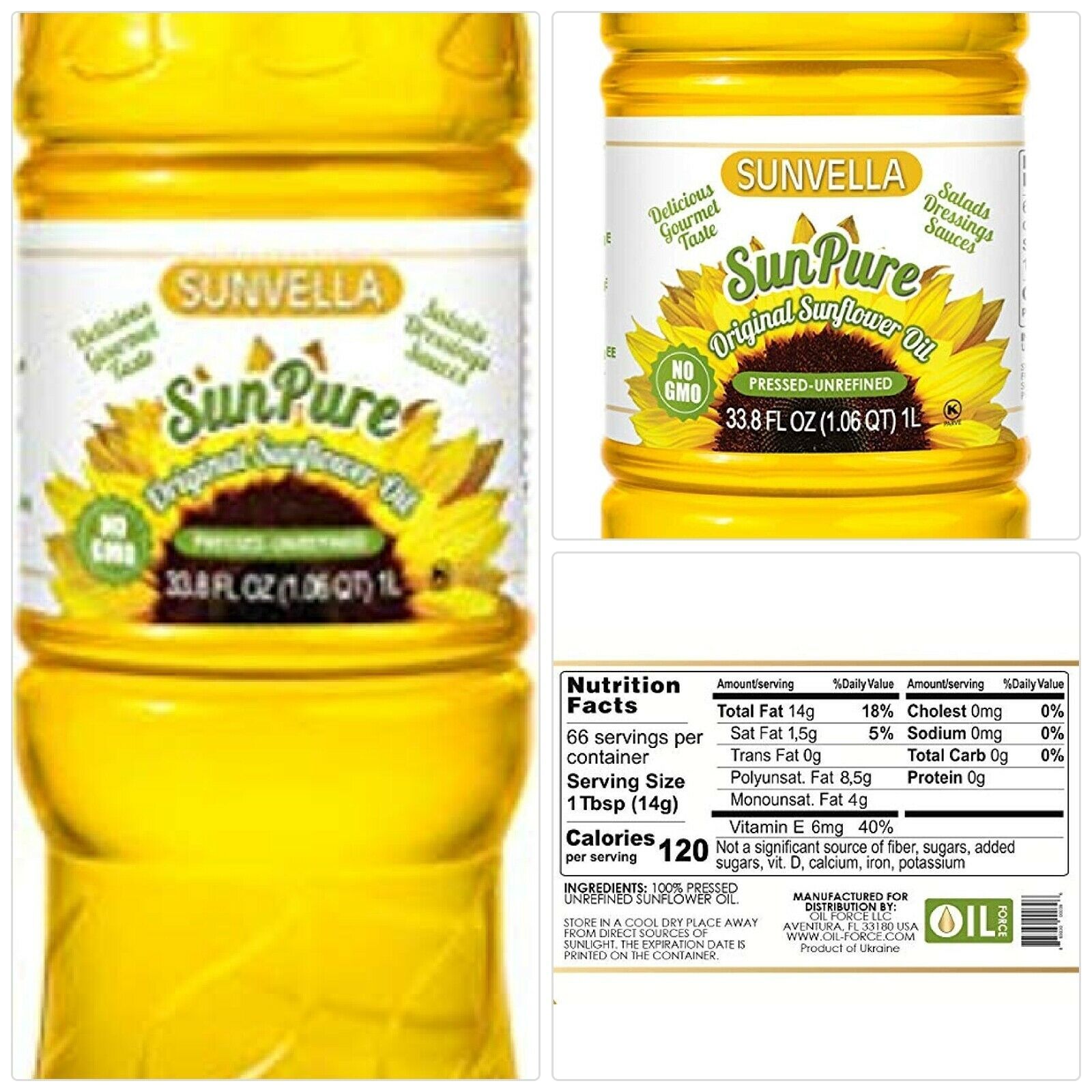 SUNVELLA SunPure NonGMO Original Sunflower Oil, PressedUnrefined