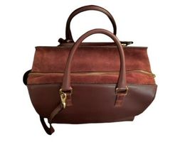 A. Bellucci Women Leather Suede Burgundy Bag Purse Shoulder Handbag Italy image 4